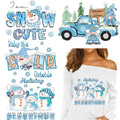 4 Packs Christmas Iron on Patches for Clothing Blue Theme Xmas Iron on Transfer Stickers Cute Dwarf Snowman Snowflake Car Design Ready to Press Decal Heat Transfer Vinyl Appliques for DIY Clothing - color: J