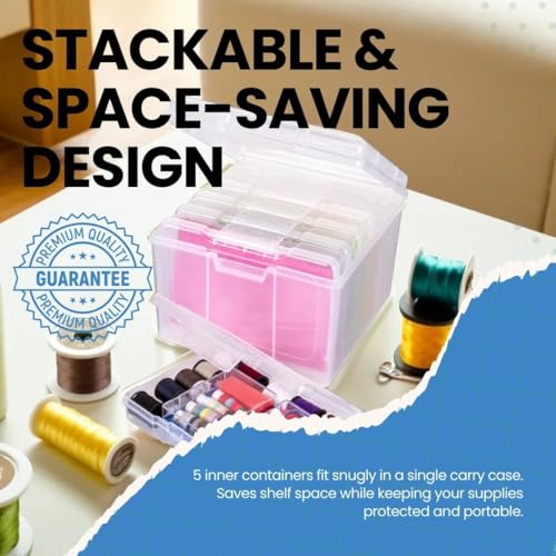 ArtBin 6947ZZ Photo & Craft Organizer Set, Large Box with [5] Plastic Storage Cases Inside, Clear - style: Large Box with 5-Pack inside
