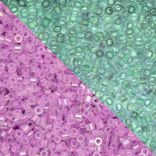 John Bead 25g Cylin Beads Purple Glow in Dark AB 11/0 Glass Cylindrical Seed Beads for Jewelry Bracelets Necklaces Earrings Making Embroidery - color: Purple Glow in Dark AB