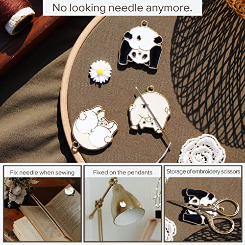 3pcs Needle Minder for Cross Stitch,Sewing Magnetic Needle Keeper,Cute Panda Cartoon Enamel Pin,Needle Holder for Embroidery,Needlework Storage Accessory,Perfect Gift for Cross Stitch Lover(15-Needle）