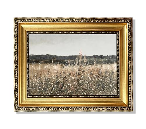 Gold Framed Vintage Wildflower Field Meadow Canvas Wall Art,16x24in - color: Wildflower Gold Framed, size: 24"L x 16"W