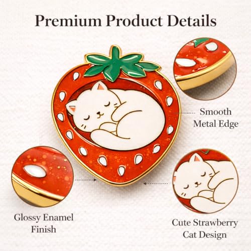Magnetic Needle Minder, Needle Minder for Cross Stitch Embroidery Sewing, Cute Funny Needleminder Needle Holder, Strong Magnet Needle Nanny, Gift for Women Stitch Lovers, (Strawberry Cat) - color: Strawberry Cat