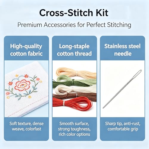KYOQFVN 6 Pack Stamped Cross Stitch Kit for Adults - Ocean Cross Stitch Kits for Beginners, 11CT Animal Cross-Stitch Kit for Home wall Decor 12×16 Inch（6 Pack - color: SZXHY01-06