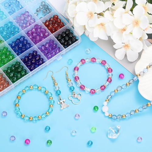 Paxcoo 700 Pcs Crystal Acrylic Beads Faceted Bicone Gem Beads for Jewelry Making (8 MM) - size: 8 MM