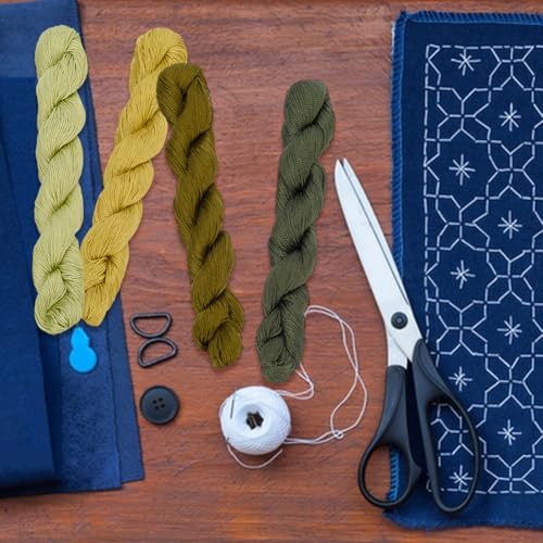 FREEBLOSS 4 Pcs Sashiko Thread Skein 100M * 4 Green Colors - color: Tree Green Theme