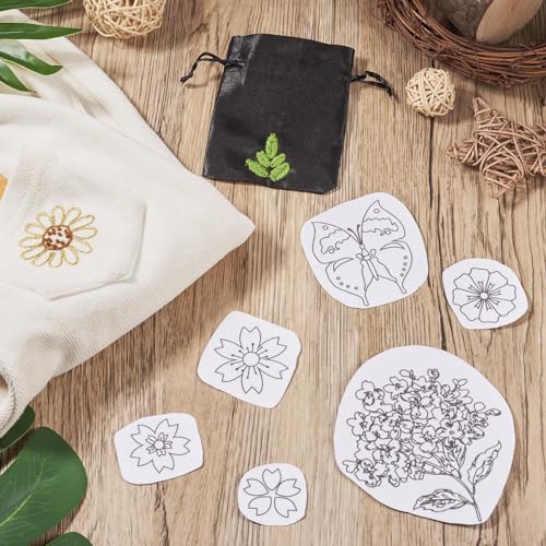 Magibeads 60Pcs Flower Butterfly Water Soluble Stabilizer for Embroidery Floral Patterns Adhesive Stick and Stitch Embroidery Transfer Paper for Hand Sewing Beginners - color: Flower & Butterfly