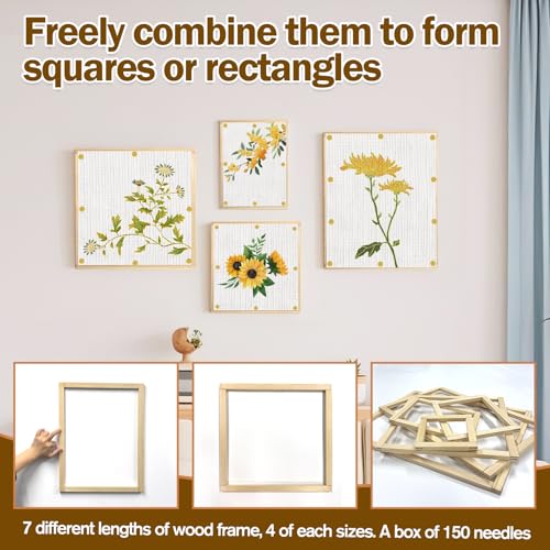 28 Pcs Needlepoint Stretcher Bars for Needlework, 7 Length Size Wood Canvas Frames Kits, Embroidery Oil Painting Posters Art Supplies (6/8/10/12/14/16/20inch) - size: 28Pcs Combo