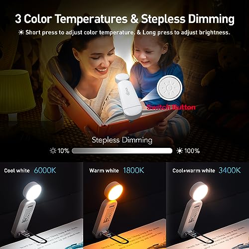 VAVOFO USB Rechargeable Book Light, Bookmark Clip on LED Reading Light - color: White