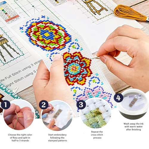 ORIGACH 6 Set Mandala Flower Cross Stitch Bookmark Kit for Beginner - style: Mandala Flower