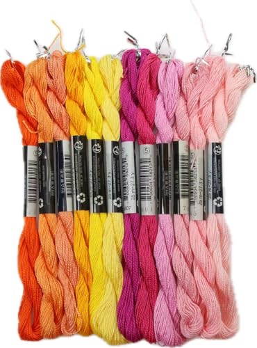 KCS 328 Yards Mercerized Pearl Cotton Crochet Needlepoint Thread,Size 5,Mixed Color (12color20, 12 skeins) - color: 12color20, size: 12 skeins