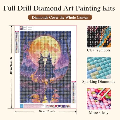 5D Halloween Diamond Painting Kits for Adults, Witch Diamond Art Kit - color: KM1133-1