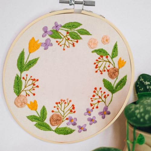SENJEOK 20 PCS 5 Inch Bamboo Embroidery Hoop, Adjustable Cross Stitch Circle Ring for Craft Sewing, DIY Project, Decoration
