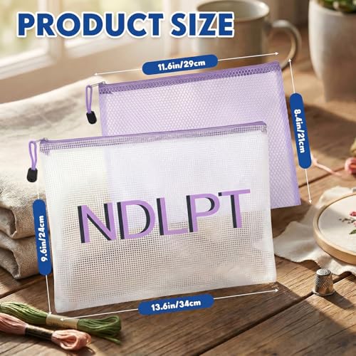 Sabary 2 Pcs Needlepoint Project Bag Clear Mesh Zipper Organizer, Purple - color: clear, purple