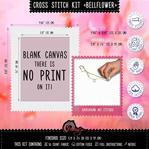 Povitrulya American Bellflower Counted Cross Stitch Kit - Flower DIY Embroidery Set fors and Adults - color: American Bell-Flower