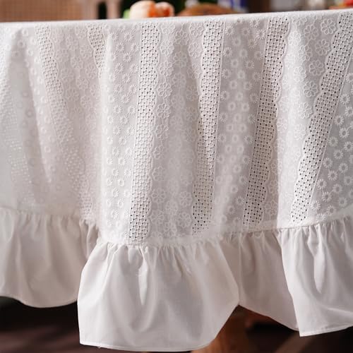 ARTMAGIC Oval Cotton Table Cloth Vintage Washable Tablecloths - size: 84" x 60" (Oval)