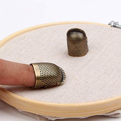 Luckkyme 20 PiecesSewing Thimbles, Copper Finger Protector Retro Metal Sewing Thimble Adjustable Fingertip Thimble for Sewing Embroidery Needlework, Medium and Small