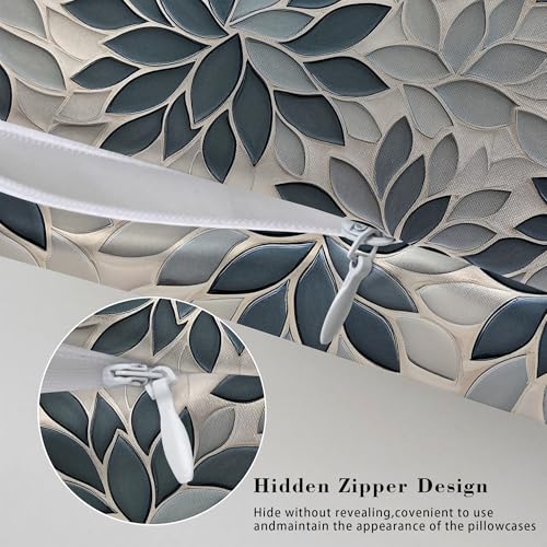 Satin Pillowcase for Hair and Skin Abstract Modern Blue-Gray Floral Super Soft and Cooling Similar to Silk Pillow Case 1 Pack with Hidden Zipper Silky Soft Zippered Satin Pillowcase20 x30 - color: Abstract Modern Blue-gray Floral