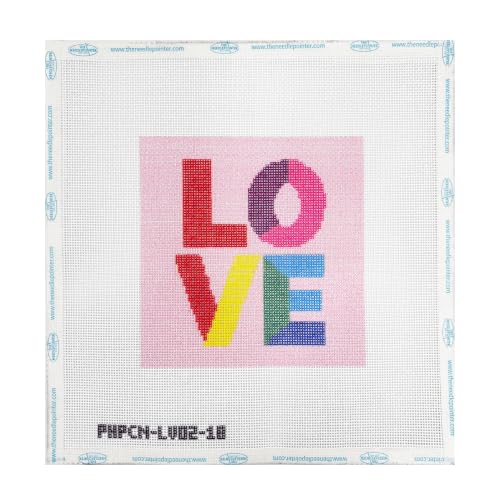 Howie's Needlepoint Needlepoint Kits for Adults & Beginners, 18 Mesh Printed Needlepoint Canvas, Stamped Patterns Canvas Starter Kits(Love,5"x 5") - color: LOVE