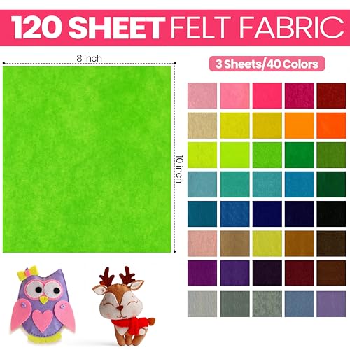 Reginary 120 Pcs 8 x 10 Inch Felt Sheets Bulk for Craft 40 Assorted Color - color: Classic, size: 8 x 10 Inch