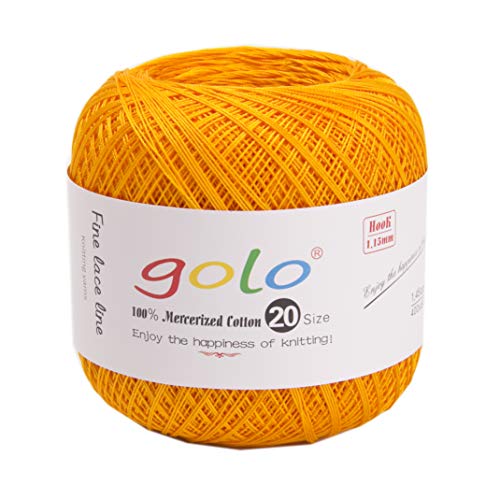 golo Crochet Thread Size 20 Contton Yarn for Knitting Crochet Thread Balls Golden Yarn 805 - color: 805 Golden
