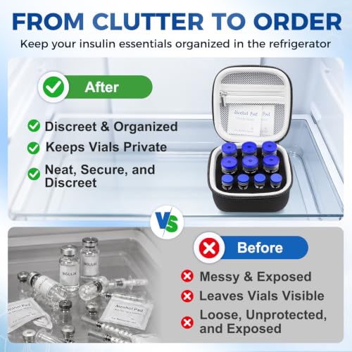 10 Slots Peptide Case for Fridge Vial Case 1ml 2ml 3ml 5ml 10ml Vials - color: Black-4×(1-3ml)+6*(1-10ml)