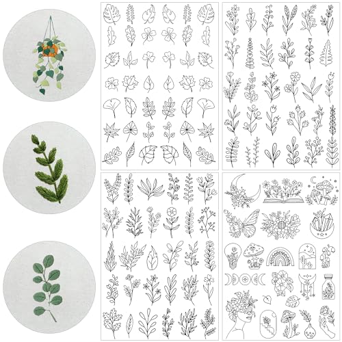 Water Soluble Embroidery Patterns, Stick and Stitch Paper for Sewing - style: leaves 1305