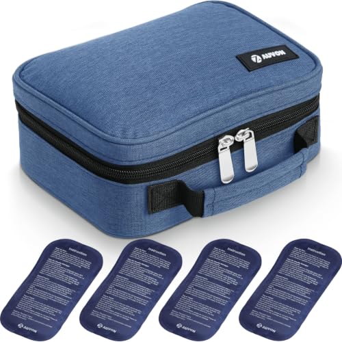AUVON Large Insulin Cooler Travel Case, 4×160g for Longer Cooling Effect - color: Blue