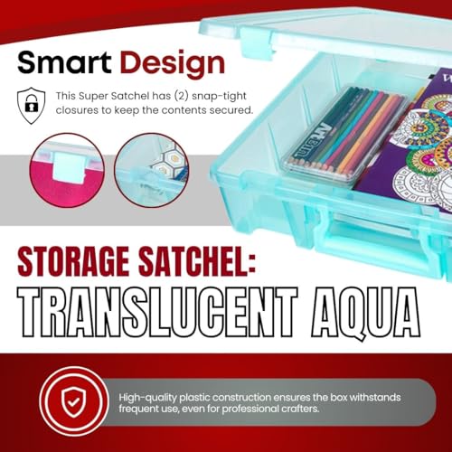 ArtBin 6955AA Super Satchel 1-Compartment Box, Art & Craft Organizer, Translucent Aqua (Pack of 3) - color: Aqua, size: 3 Pack