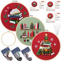 Mindsoft 3 Sets Christmas Booklover Embroidery Kit with Hoop Easy Pattern - style: Christmas Booklover