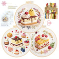 RidaaFri Embroidery Kit for Beginners, 3PC Starter Set Cake Fruit Patterns