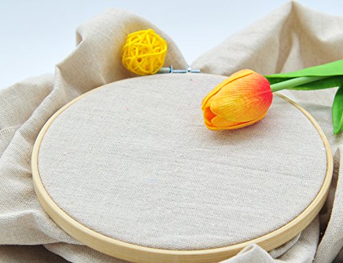 Light Beige Linen Needlework Embroidery Fabric Cross Stitching Plain Solid Color Aida Cloth 62" By 1 Yard Rose Flavor - color: Light Beige