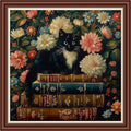Dimensean Counted Cross Stitch Kit for Beginners, 11CT Unprinted Cross-Stitch Kit Easy Patterns Needlepoint Kit Cross Stitching Embroidery Kit Supplies-Cat Books Flowers 18x18 inch - color: DIYColor20