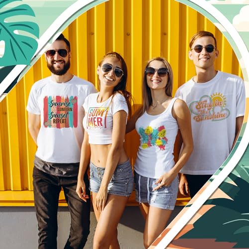 Estune 30 Pcs Summer Beach Iron on Transfers Summer Vibes DTF Ready to Press Heat Transfer Decal Retro Boho Vinyl Iron on Patches Stickers for T Shirts Jacket Bag Clothes DIY Crafts Party Decorations - style: Summer Beach