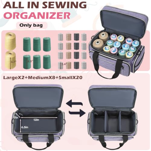 Lyhaxon Sewing Organizer Storage Bag, Double Layer Sewing Box Case - color: Purple
