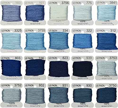 Embroidery Floss bobbins - Cross Stitch Threads - Friendship Bracelets Floss - Crafts Floss - 20 Bobbins Per Pack Embroidery Floss, Electric Blue Gradient - color: 160-3750