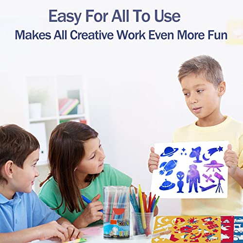 30 Pieces Drawing Stencils Set for Kids, Plastic Drawing Painting Stencil Templates for Kids Crafts School Art Projects, Journal Stencil with 400+ Images - color: Multi 30PCS