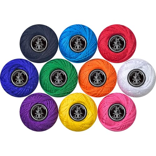 Crochet Thread 10 Balls Cardinal Size 8 for Crochet Hardanger Cross Stitch Needlepoint Hand Embroidery (Cool Color Series) - color: Cool Color Series