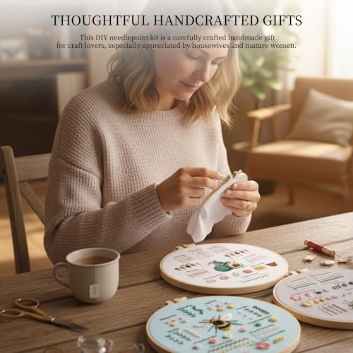 Vittqsuier 3 Pack Beginner Embroidery Kit with Hoop & Threads for Adults