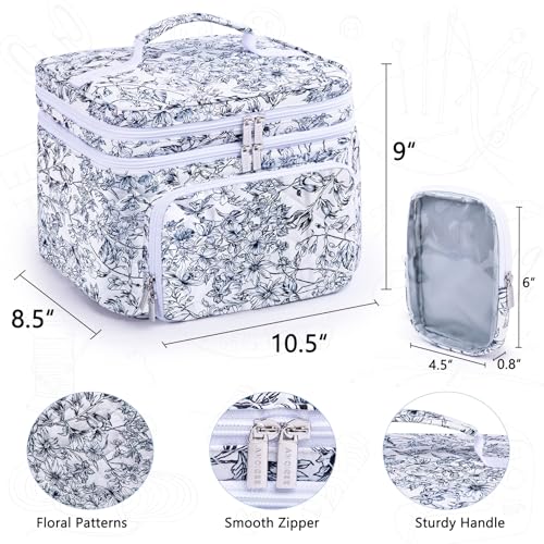 AMOIGEE Large Sewing Basket with 2 Detachable Pouches & Removable Dividers - color: Garden Harvest