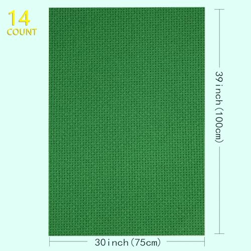 Aida Cloth 14 Count Cross Stitch Fabric Cross Stitch Aida Cloth for Embroidery and Needlework (Green, 30 * 39inch) - color: Green