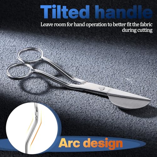 6" Duckbill Applique Scissors, Double Bent Curved Offset Handle Scissor Stainless Steel Silver Duckbill Shears Embroidery Applique Scissors for Embroidery Fabric Cutting Thread Knitting Sewing Crafts