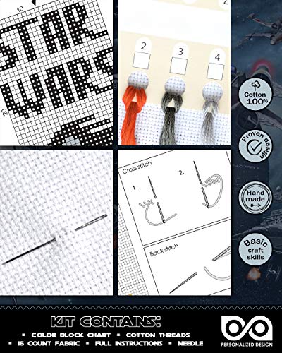 Personalized.Design Embroidery Kit 'Star Wars: Darth Vader' - DIY Counted Cross Stitch Bookmark - Funny Handmade Father's Day Gift
