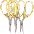 JubileeYarn Sharp Titanium Embroidery Craft Scissors w/Sheath - Gold - 3 Pairs - color: Gold, size: 3 Units