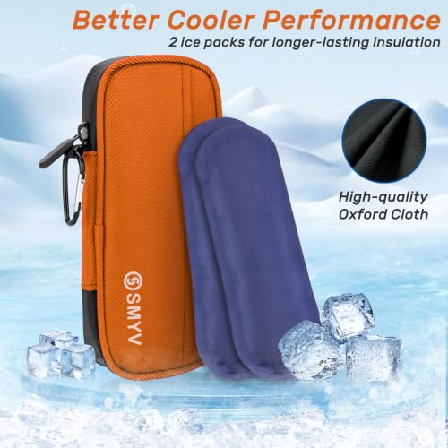 SMYV Insulin Cooler Travel Case with 2 TSA Approved Ice Packs, Orange - color: Orange