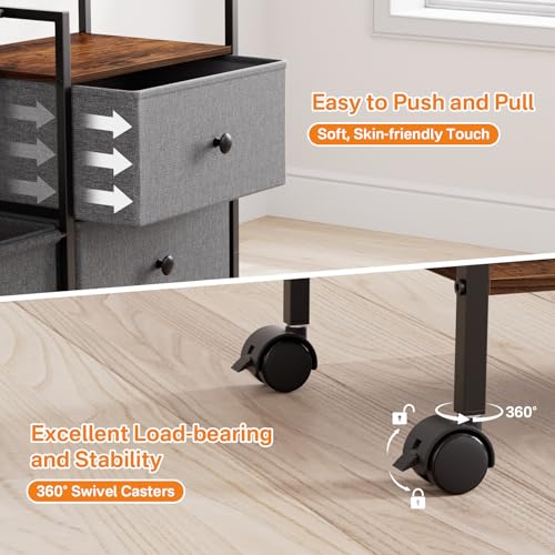 Modanais Baby Diaper Caddy Organizer Rolling Cart with Dividers and Drawers - color: Grey