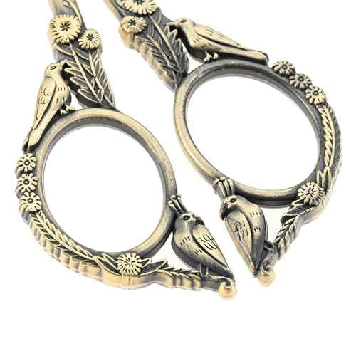 dophee Retro Stainless Steel Sewing Embroidery Scissors with Leather Cap