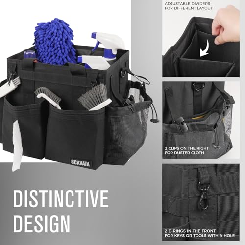 SCAVATA Compact Wearable Cleaning Caddy with Handle & Shoulder Straps - color: Black