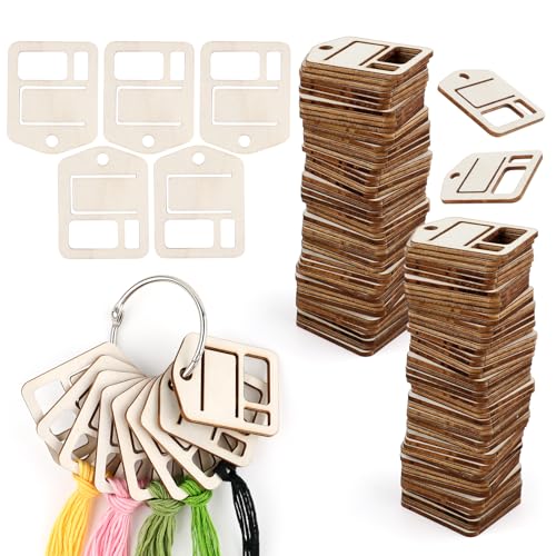101pcs Wooden Embroidery Floss Drop,Embroidery Floss Organizer with Floss Ring Cross Stitch Bobbins for DIY Sewing Storage,Craft Supplies(Style C) - color: Square