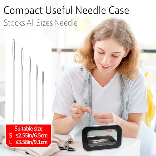 FJW Magnetic Needle Holder Case with Clear Acrylic Lid - Strong Sewing Pin Storage Case - Secure & Visible Needle Keeper for Sewing, Quilting, Crafts Small - size: S