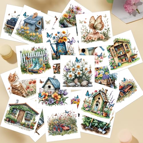 36 Pcs Spring Floral Rub-On Transfers for Furniture & Crafts - style: Green Garden